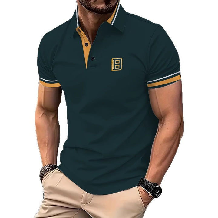 Herren Kurzarm Poloshirt mit modischen Kontrastdetails Echoarchiv