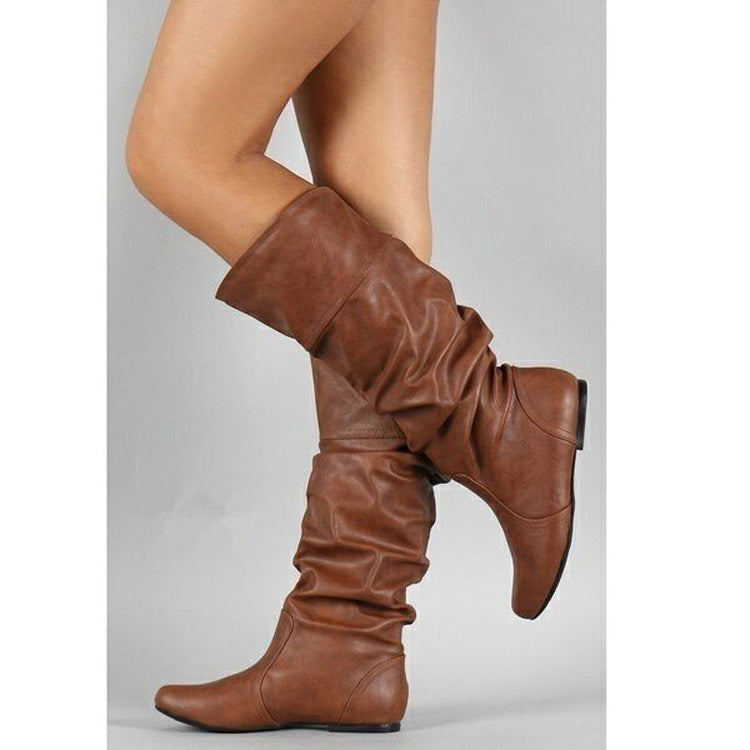Damen nan lässige Slouch-Stiefel mit weichem Schaft, gerafftem Design und flacher Komfortsohle Echo Archiv