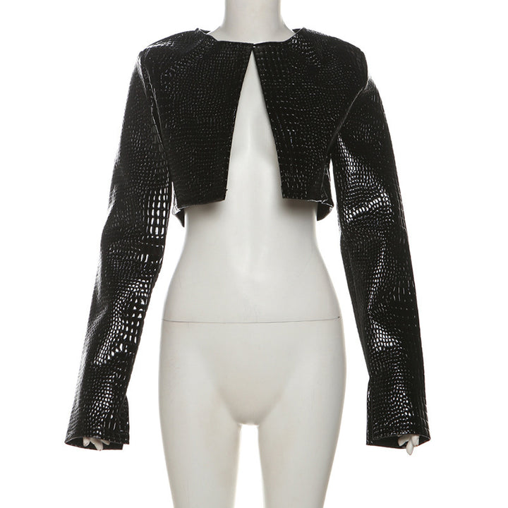 Damen Cropped Kunstlederjacke im modischen Schlangenleder-Look Echo Archiv