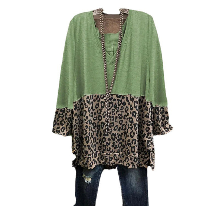 Damen A-Linien-Tunika mit Colourblock und Leoparden-Print – Avérine