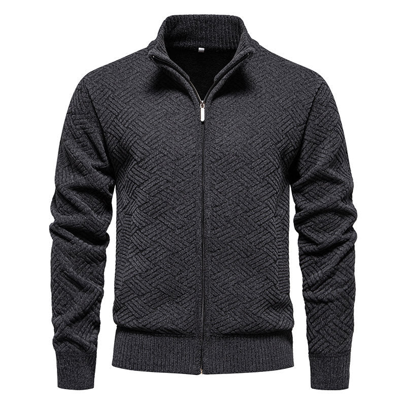Herren modische Strickjacke mit hochgeschlossenem Kragen und Reißverschluss Echoarchiv