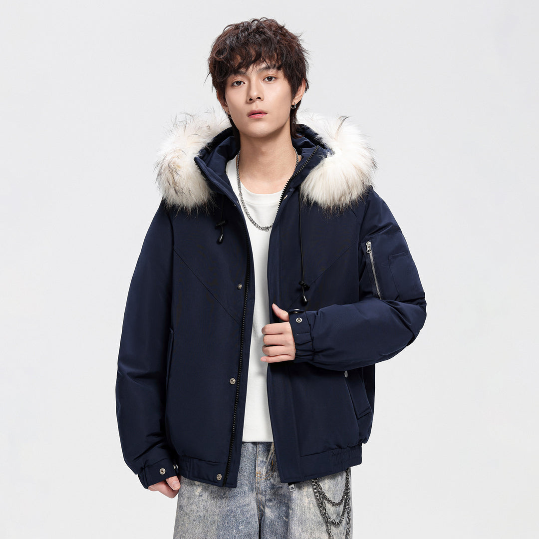 Herren Modische Winterjacke mit abnehmbarem Kunstfellkragen Echoarchiv