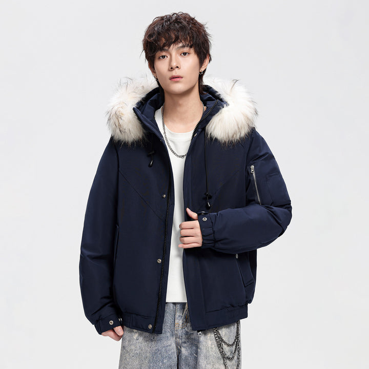 Herren Modische Winterjacke mit abnehmbarem Kunstfellkragen Echoarchiv