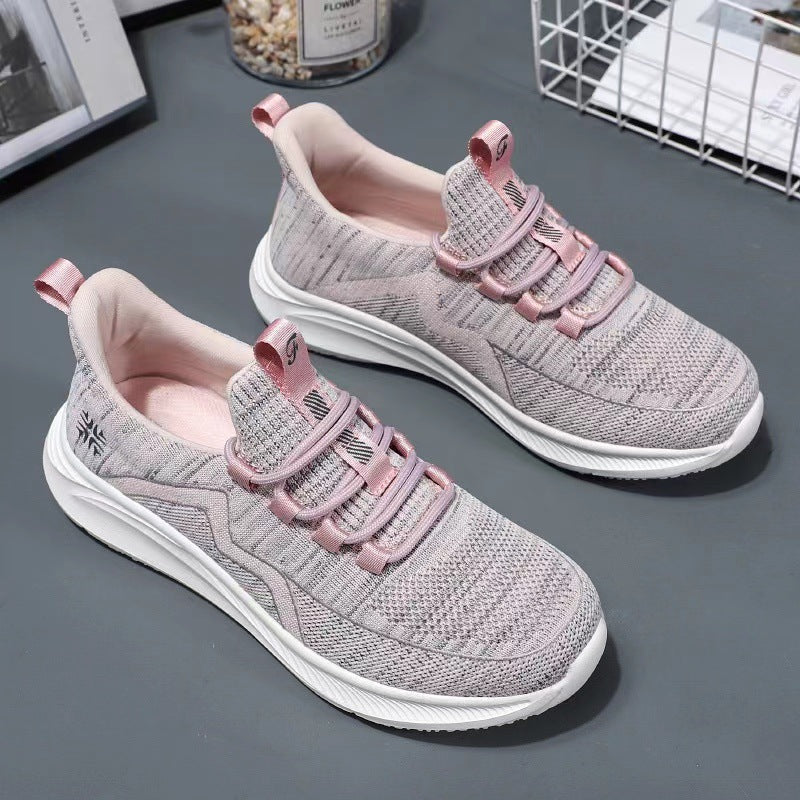 Damen nan gestrickte Slip-On-Sneaker mit elastischer Schnürung, gepolsterter Innenfütterung und dämpfender Profilsohle Echo Archiv
