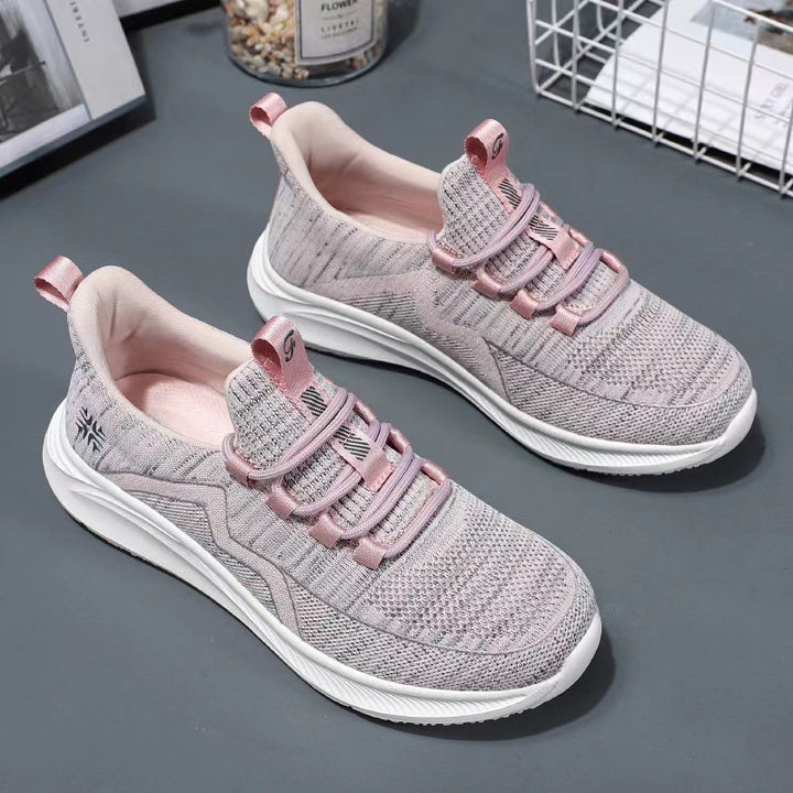 Damen nan gestrickte Slip-On-Sneaker mit elastischer Schnürung, gepolsterter Innenfütterung und dämpfender Profilsohle Echo Archiv