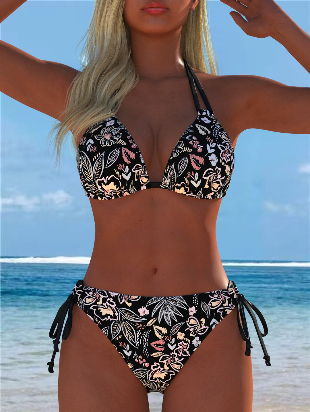 Damen Bikini-Set mit verspieltem Schnitt und trendigem Mustermix Echo Archiv