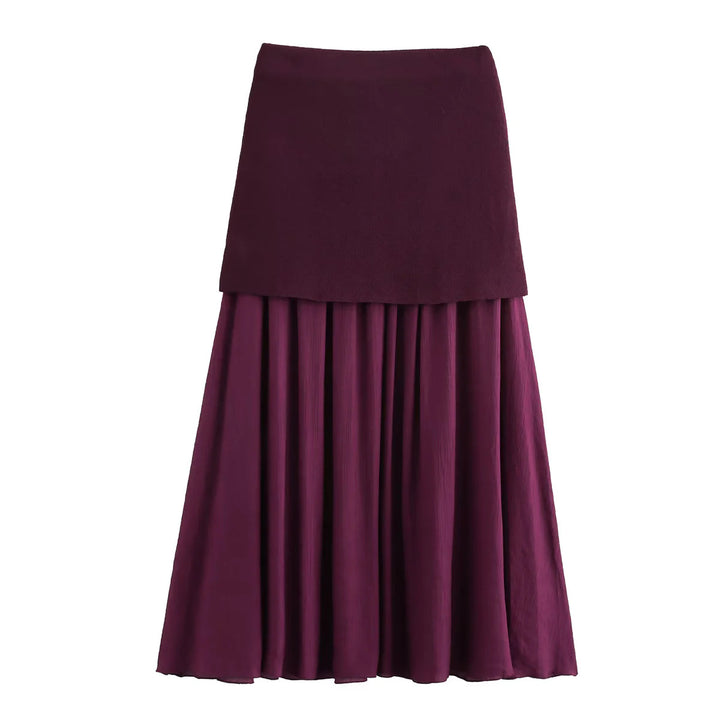Damen nan zweilagiger Maxi-Rock mit plissiertem Chiffon und hoher Taille Echo Archiv