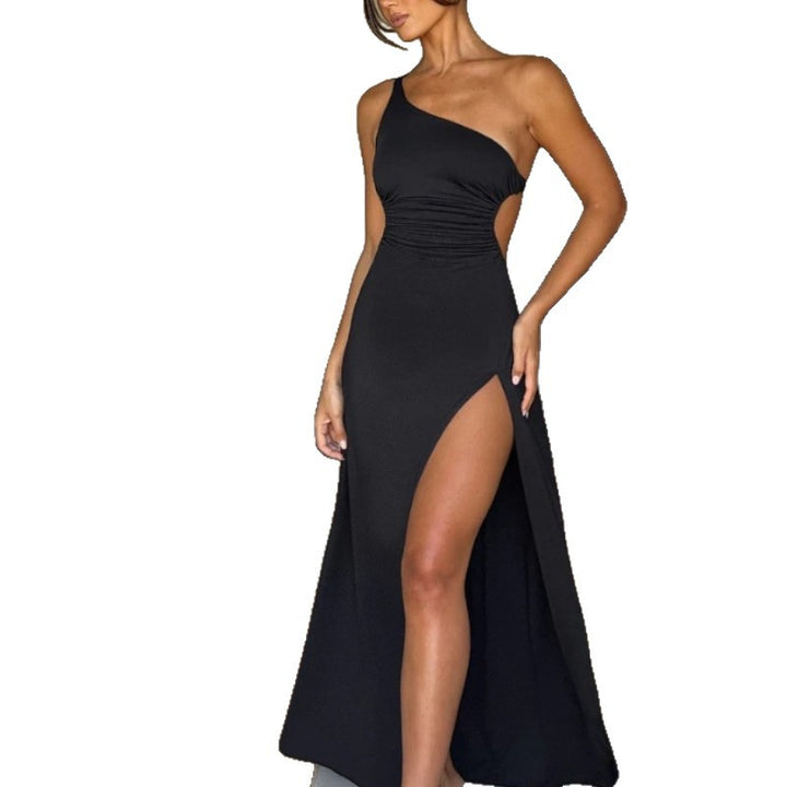 Damen Maxi-Kleid mit asymmetrischem Ausschnitt und eleganten Teilungsnähten Echo Archiv