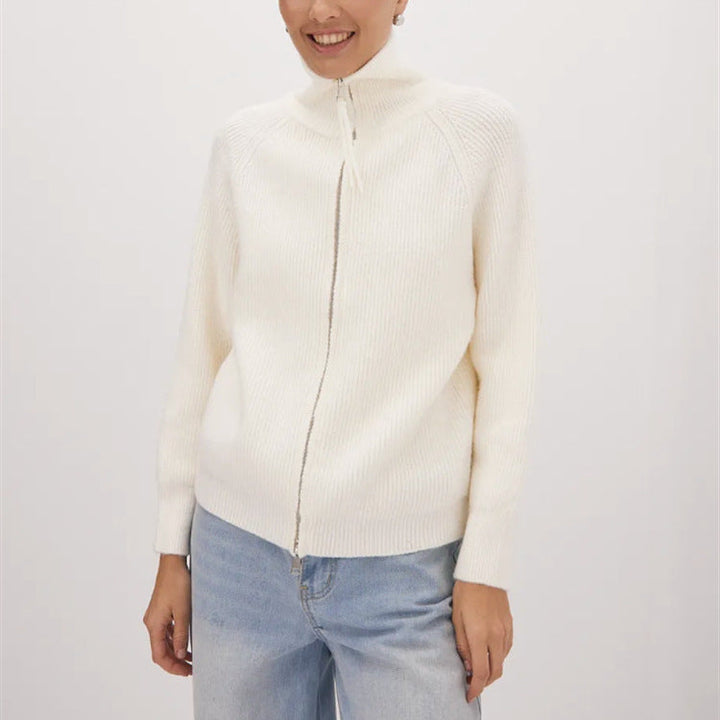 Damen Strickjacke mit hohem Kragen und Reißverschluss Echoarchiv