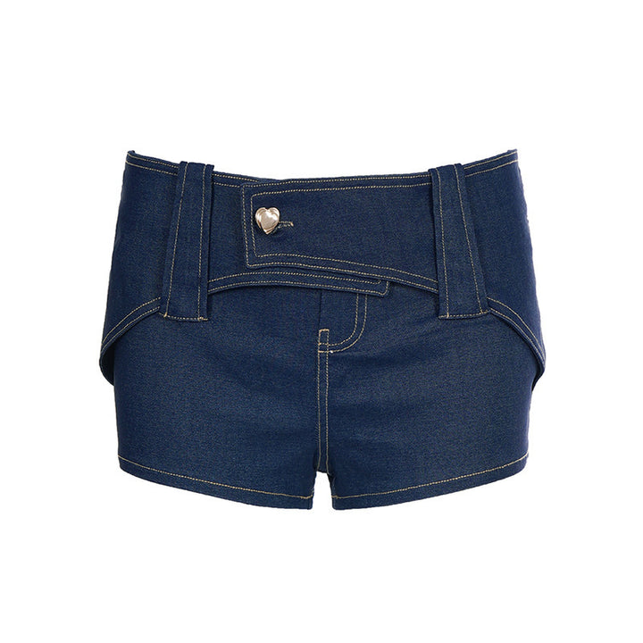 Damen Denim-Shorts mit hohem Tailleinsatz und modischen Akzenten Echo Archiv