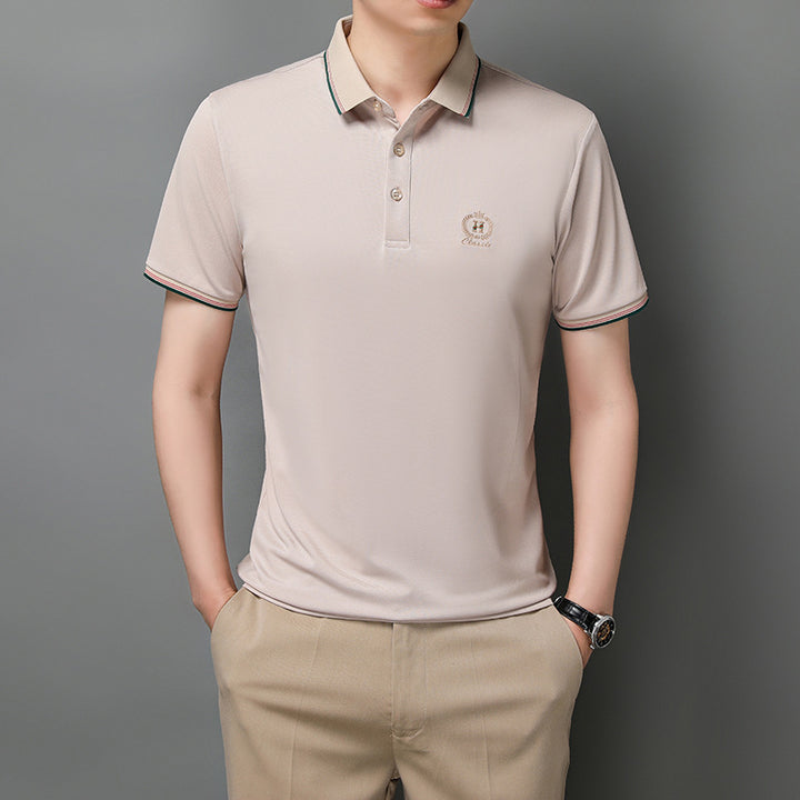 Herren Poloshirt mit atmungsaktivem Gewebe und elegantem Kontrastkragen Echoarchiv