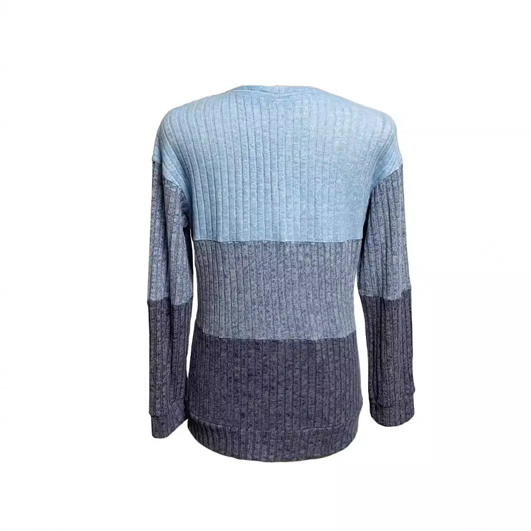 Damen nan gerippter Longpullover mit Ringreißverschluss und Colorblock-Struktur Echo Archiv