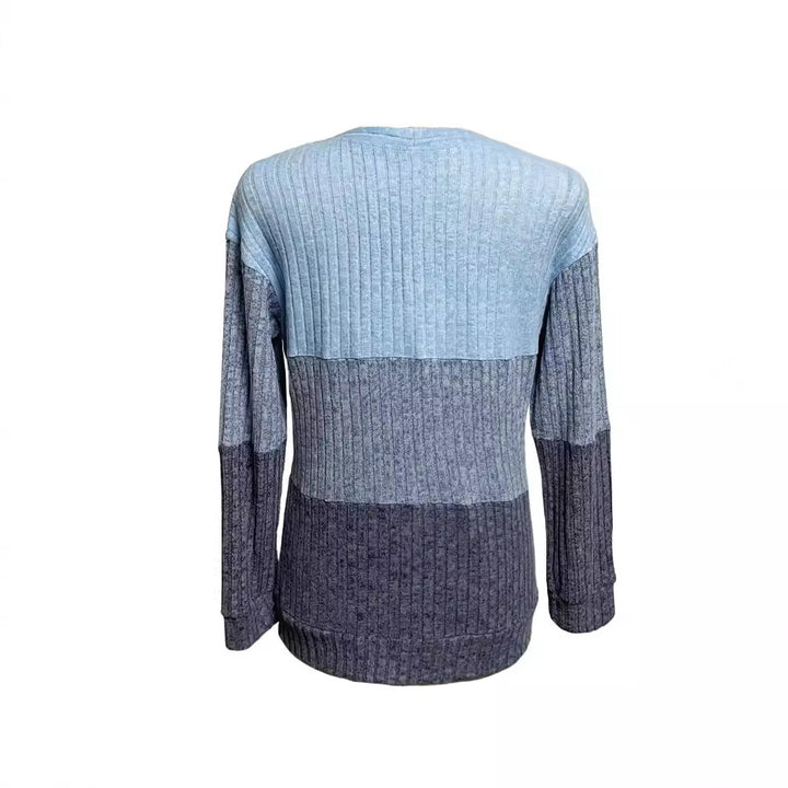 Damen nan gerippter Longpullover mit Ringreißverschluss und Colorblock-Struktur Echo Archiv