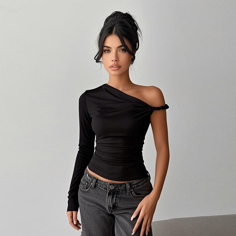 Damen asymmetrisches Langarmoberteil mit schulterfreiem Design Echo Archiv