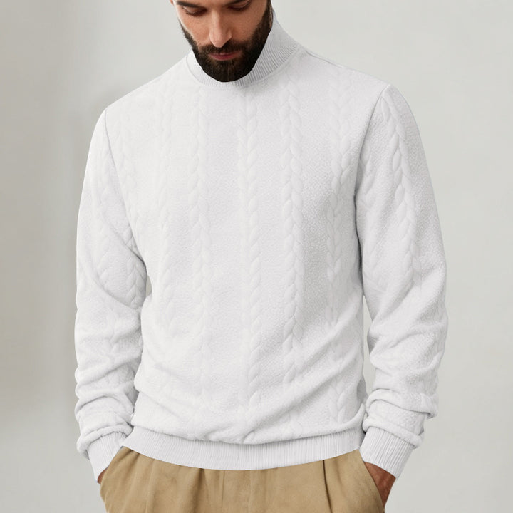 Herren nan Strickpullover mit Stehkragen, Zopfmuster, weichem Rippbündchen und Regular Fit Echo Archiv