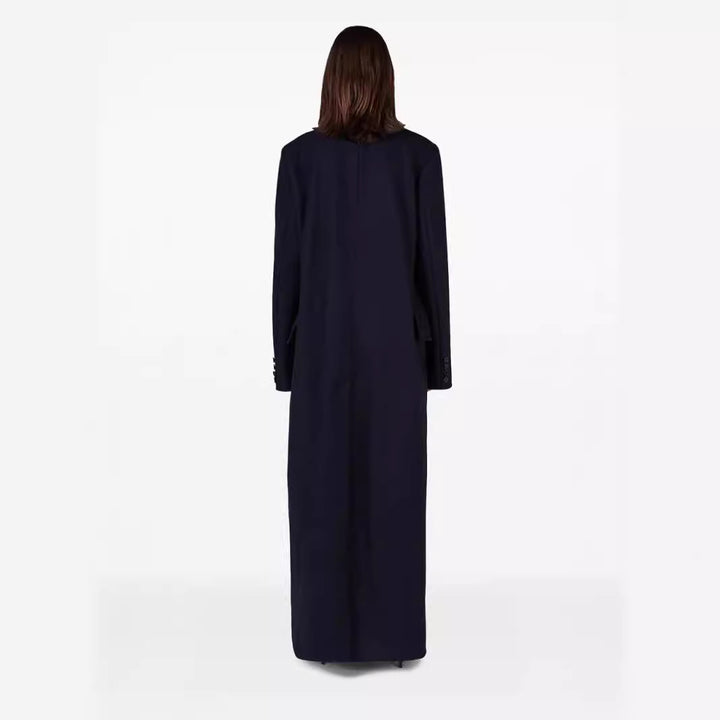 Damen Maximal langer doppelreihiger Wollmantel mit weitem Oversize-Schnitt Echoarchiv