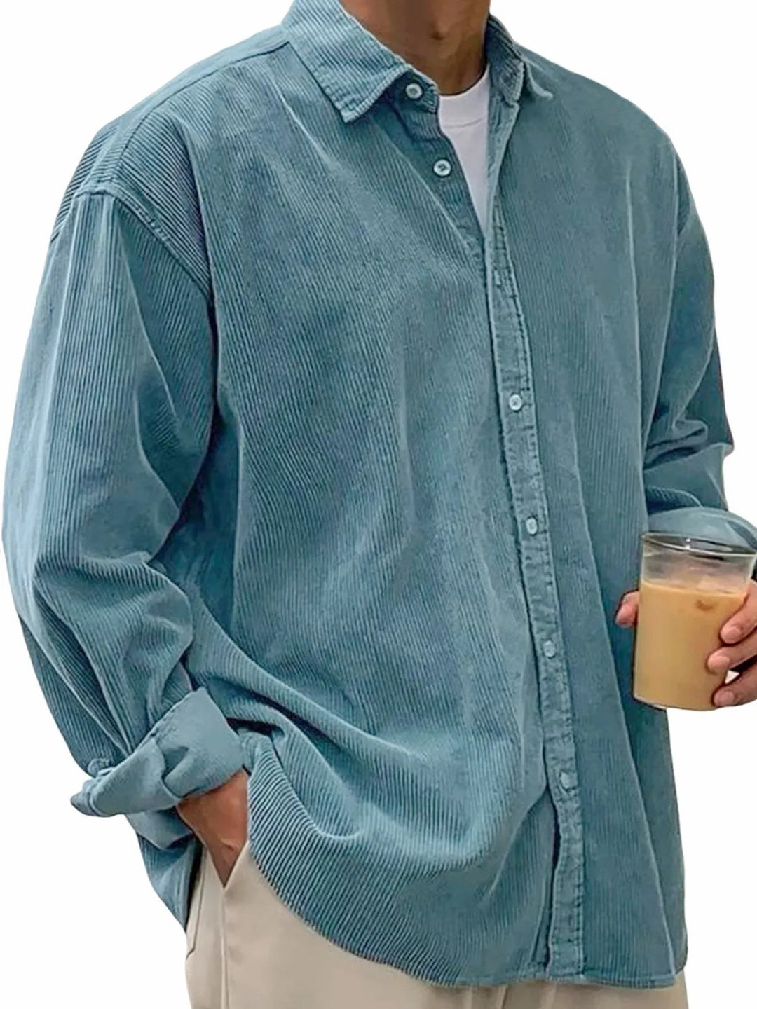 Herren nan langärmliges Oversize-Cordhemd mit Hemdkragen und durchgehender Knopfleiste Echo Archiv