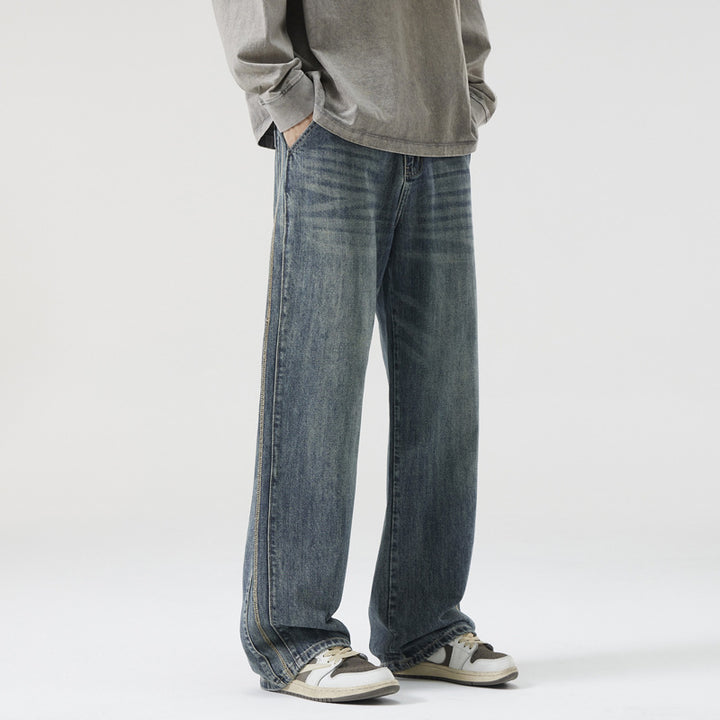 Herren Weite Vintage-Denimjeans mit Used-Waschung und geradem Bein Echo Archiv
