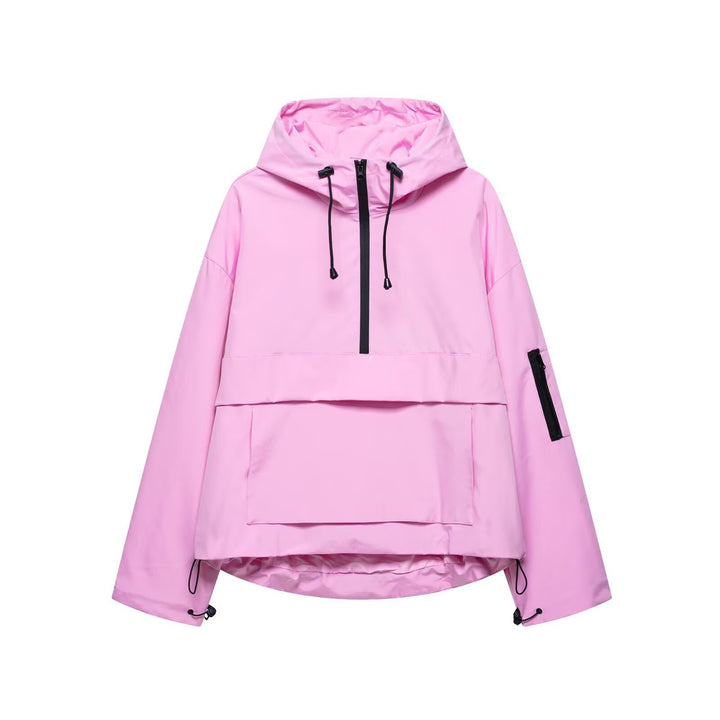 Unisex nan technischer Windbreaker Anorak mit halbhohem Reißverschluss Kapuze und Kängurutasche Echo Archiv