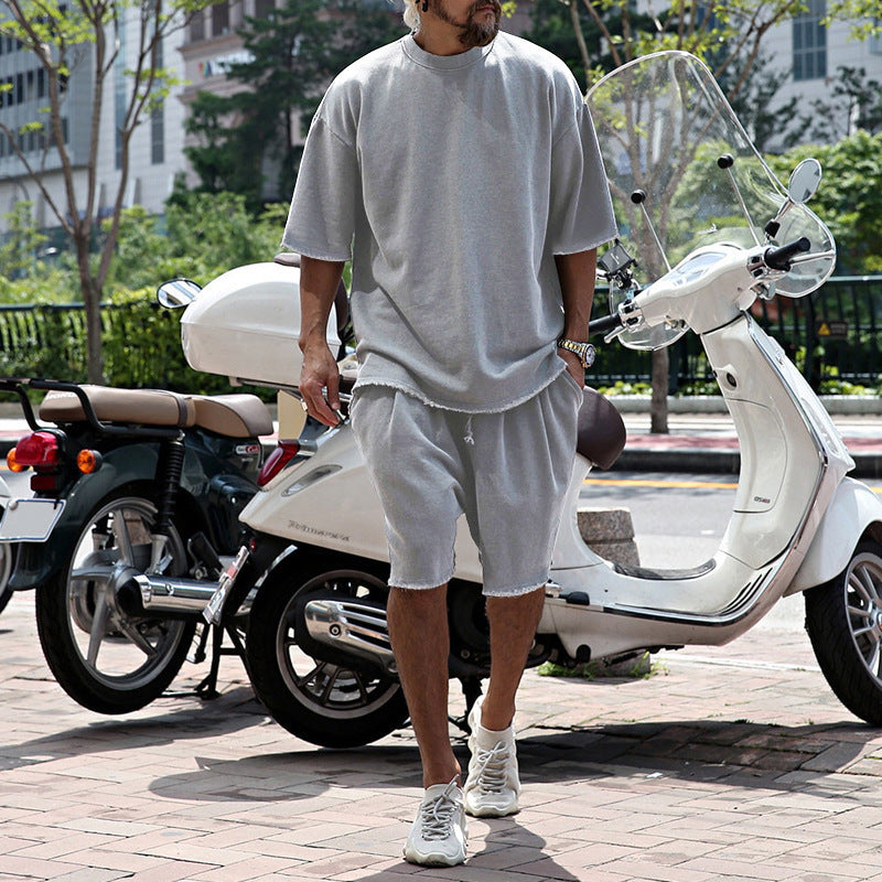 Herren lässiges Oversized T-Shirt und Shorts Set Echoarchiv
