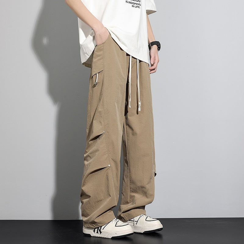 Herren Utility-Cargo-Loungehose mit Tunnelzugbund, Mehrfachtaschen & weitem Bein Echoarchiv