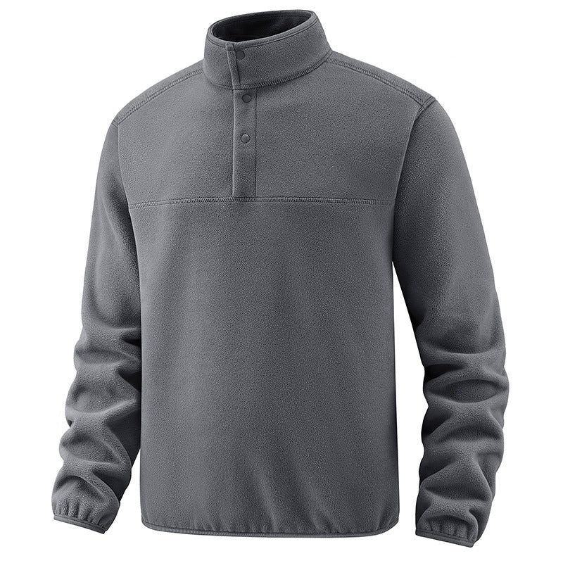 Herren Legerer Thermo-Fleece-Troyer mit Knopfleiste und elastischen Bündchen Echo Archiv