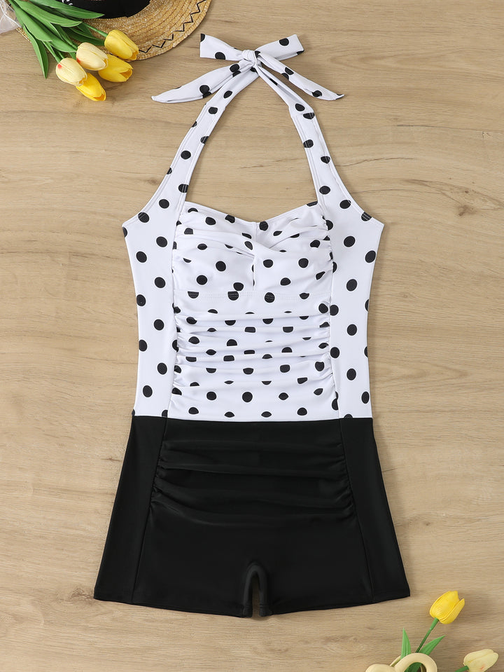 Damen Einteiliger Badeanzug mit Rüschendetails und Hüftshorts Echo Archiv