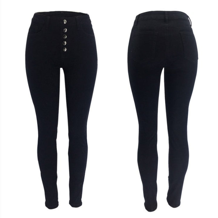 Damen nan hochgeschnittene Skinny-Jeans mit sichtbarer Knopfleiste und figurformendem Stretch Echo Archiv