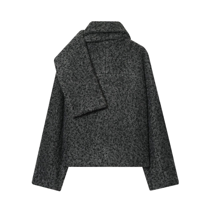 Damen nan kastiges Bouclé-Cape mit voluminösem Rollkragen und Frontknöpfen Echo Archiv