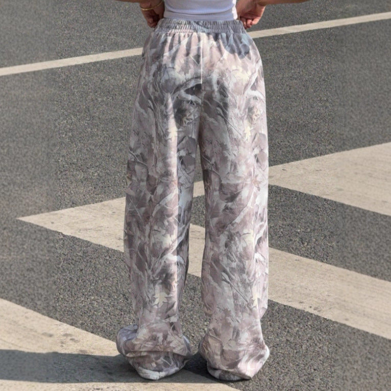 Damen nan weite Palazzo-Hose mit floralem Alloverprint und elastischem Bund Echo Archiv