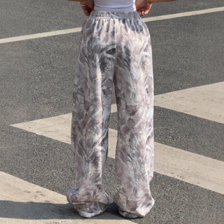 Damen nan weite Palazzo-Hose mit floralem Alloverprint und elastischem Bund Echo Archiv