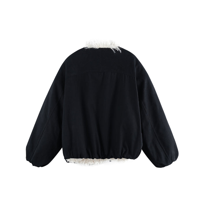 Damen Kurzblouson im Oversize‑Cut mit voluminösem Teddyfutter und elastischem Saum Echoarchiv