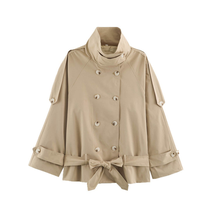 Damen Kurzcape-Trenchjacke mit Stehkrragen und Bindegürtel Echoarchiv