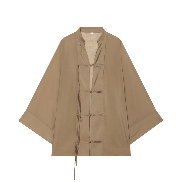 Damen Oversize-Kimonojacke mit Zierknoten und langen Quastenbändern Echo Archiv