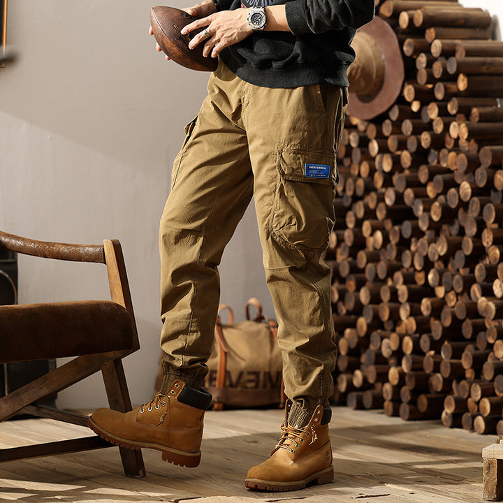 Herren Konisch geschnittene Utility-Cargo-Jogginghose mit Tunnelzugbund, Klapptaschen und Knöchelreißverschlüssen Echo Archiv