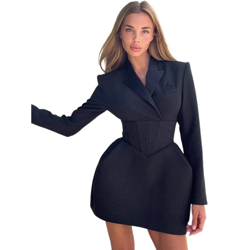 Damen tailliertes Blazerkleid mit integriertem Korsett und schmaler Silhouette Echoarchiv