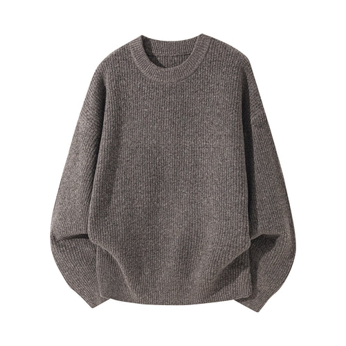 Unisex Oversize gerippter Rundhalspullover mit verlängertem Rückensaum Echo Archiv