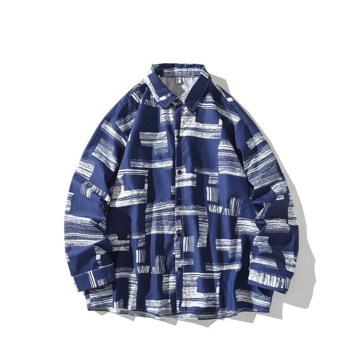 Herren Oversize Hemd mit grafischem Blockprint Echoarchiv