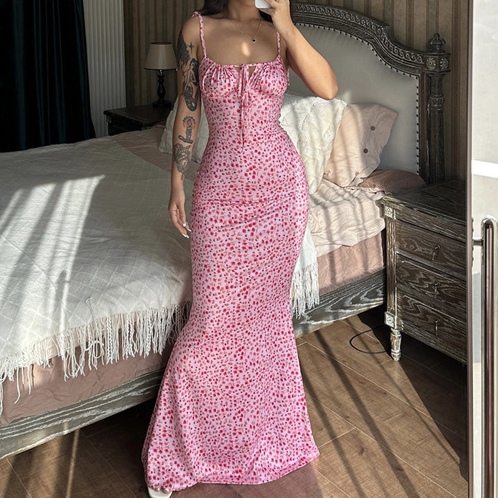 Damen Maxikleid mit zarten Blumenmustern und verstellbaren Spaghettiträgern Echo Archiv