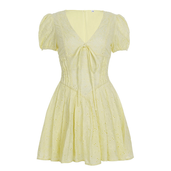 Damen Kurzärmeliges Sommerkleid mit raffinierten Rüschendetails und Bindeband Echo Archiv