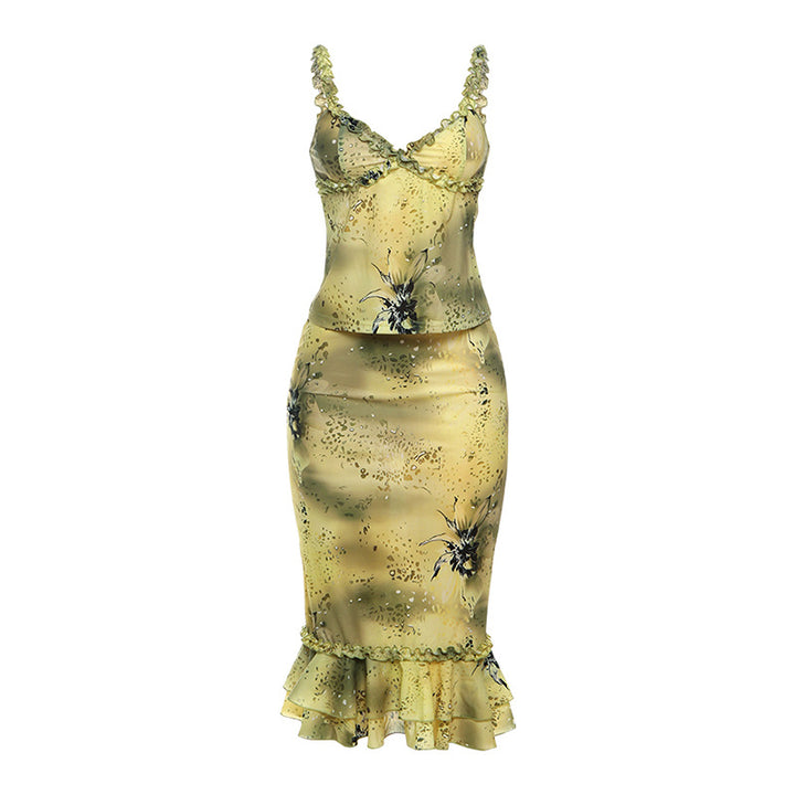 Damen elegantes Midi-Kleid mit Raffungen und floraler Spitze Echo Archiv