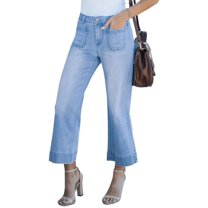 Damen Hochtaillierte Culotte-Jeans mit weitem Bein und aufgesetzten Vordertaschen Echo Archiv