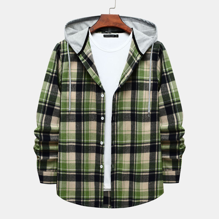 Herren Karierte Hemdjacke mit Kapuze und bequemer Passform Echoarchiv