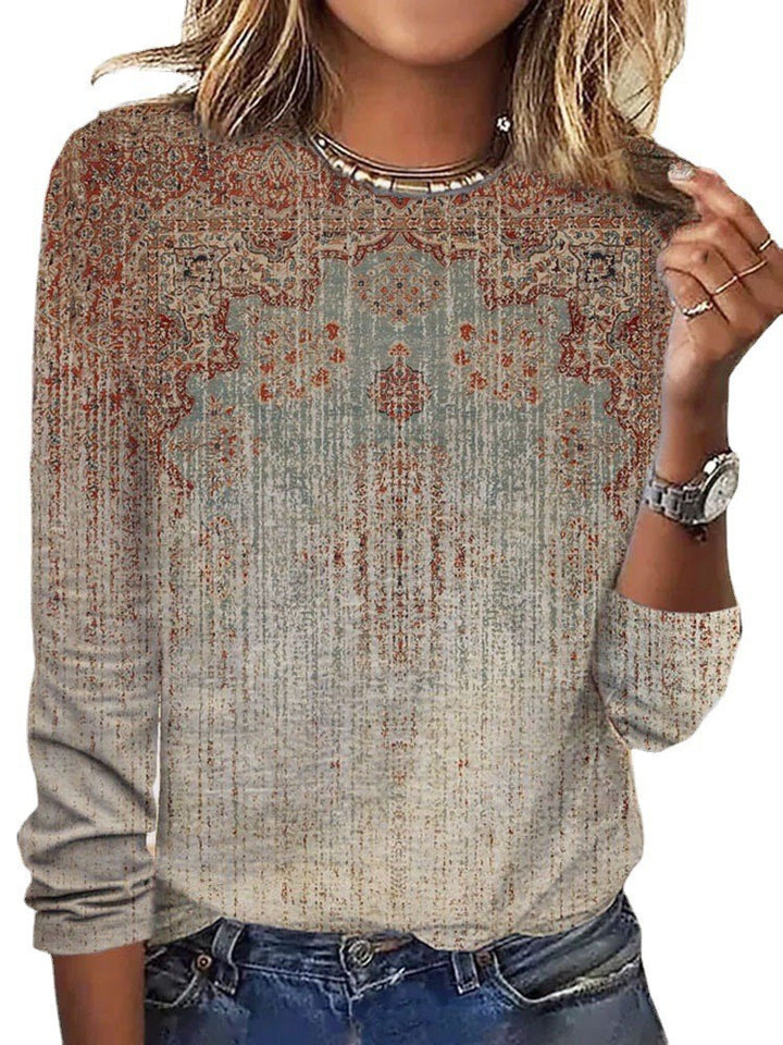 Damen Langärmeliges Oversize-Sweatshirt mit abstraktem Aquarell-Mosaikprint – Avérine