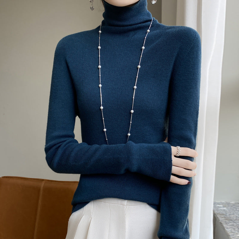 Damen Schmaler Rollkragen-Feinstrickpullover mit elastischer Rippenstruktur und minimalistischer Silhouette Echoarchiv