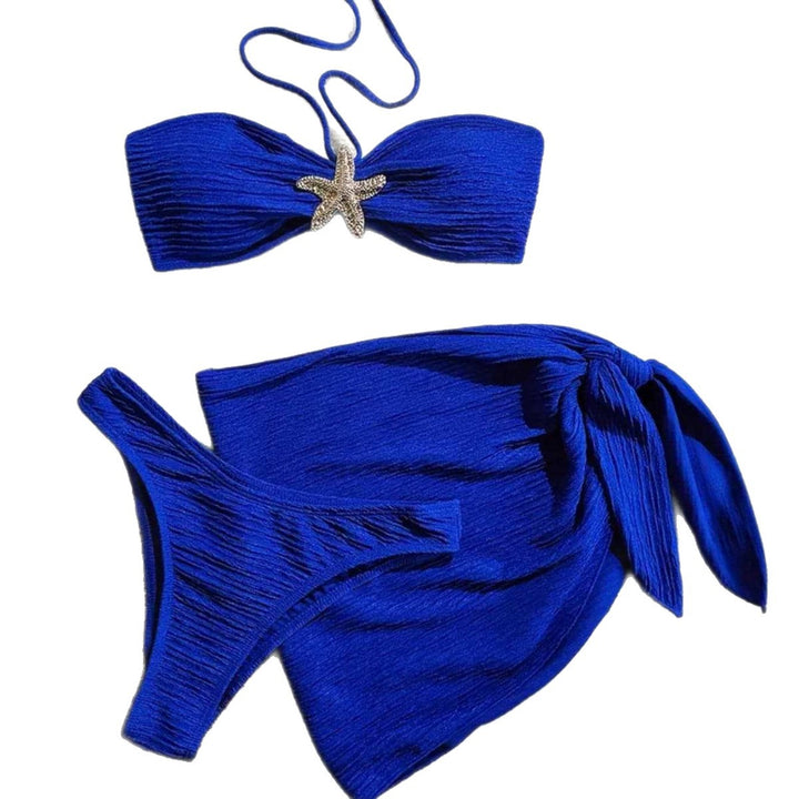 Damen Bandeau-Bikini mit ornamentalem Stern-Detail und modischem Wickelrok Echo Archiv