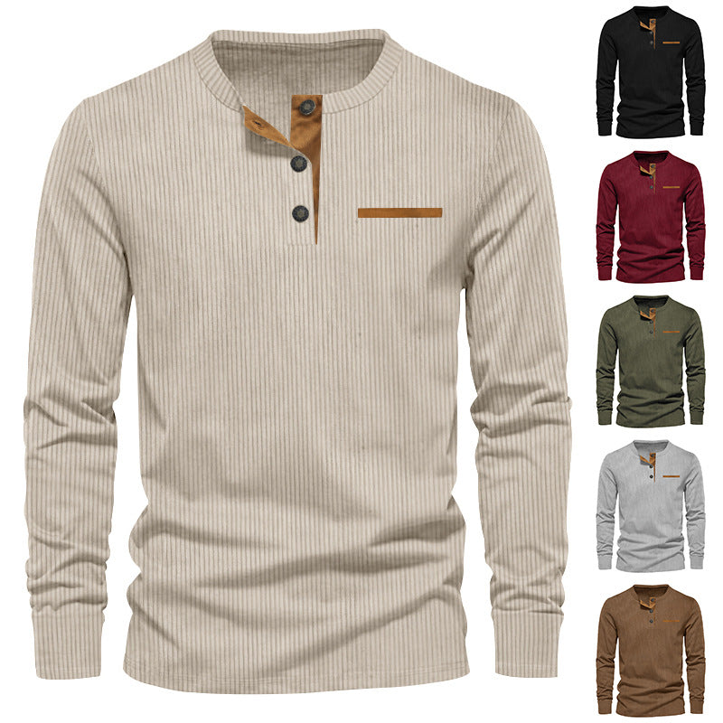 Herren nan Langarm-Henley mit feiner Rippenstruktur, schmaler Silhouette und Brustpaspel Echo Archiv