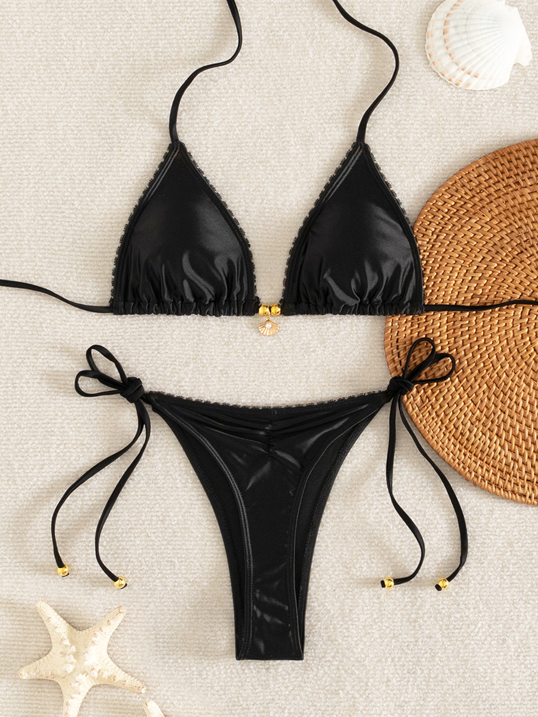 Damen Triangel-Bikini-Set mit luxuriösen Rüschendetails und dekorativem Bindeband Echo Archiv