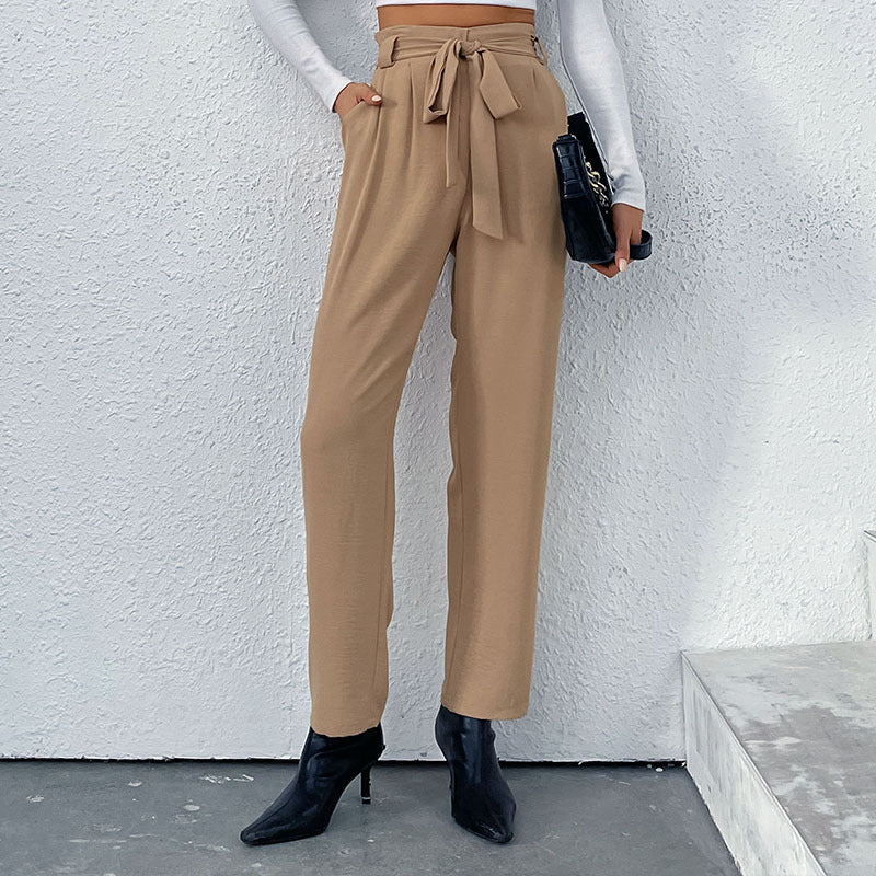 Damen Hochtaillierte Hosen mit Bindegürtel Echo Archiv