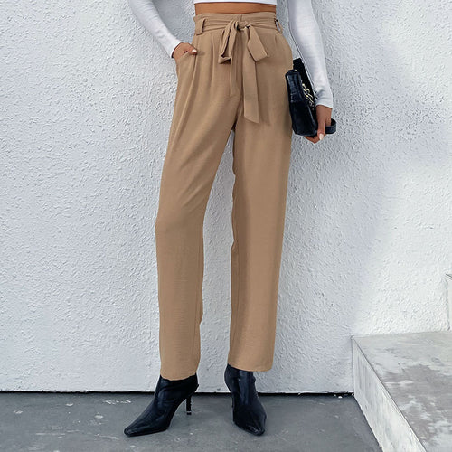 Damen Hochtaillierte Hosen mit Bindegürtel Echo Archiv